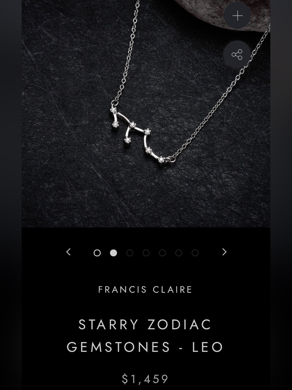 Francis Claire Moissanite Stone Starry“Leo”Zodiac Necklace Sterling Silver$1459